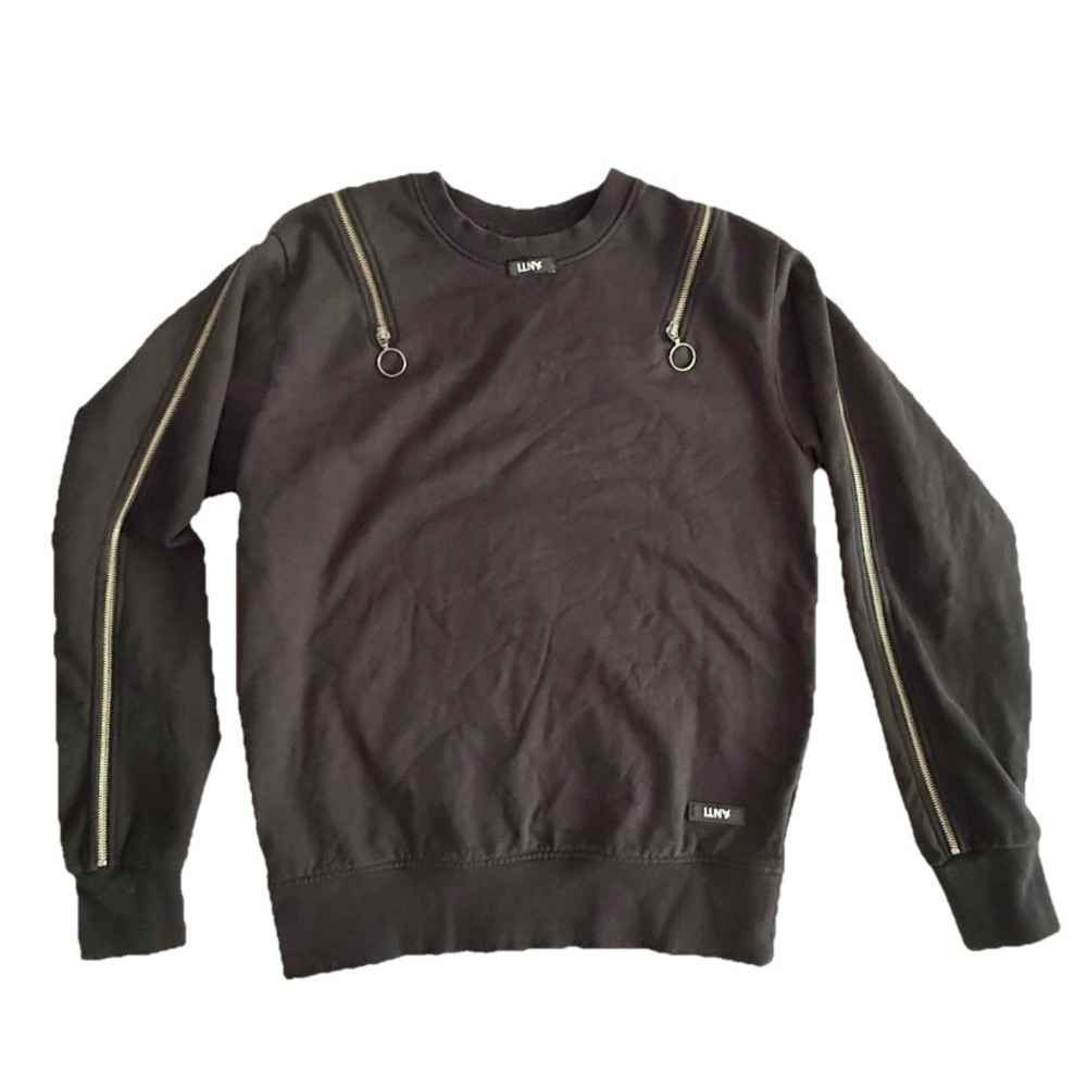 The ANTI ORDER Men’s Man Made Zipper Crewneck Black Sweatshirt Size S